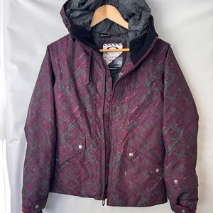 Oakley Women's XS Wine Purple Geo Plaid Recon Snow Ski Snowboard Jacket Coat